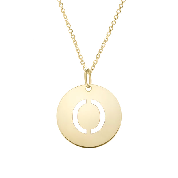 14K Gold Disc Initial O Necklace