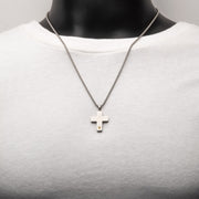 1.6mm Genuine Black Sapphire Gem on Matte Finish Steel Engravable Compact Cross Vulcan Pendant