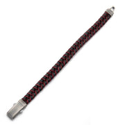 Brown & Red Braided Leather Bracelet with Dual Release 925 Sterling Silver Clasp