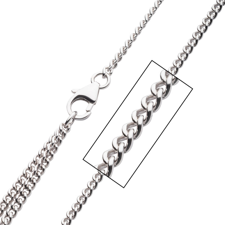 925 Sterling Silver Rhodium IP Curb Chain Necklace