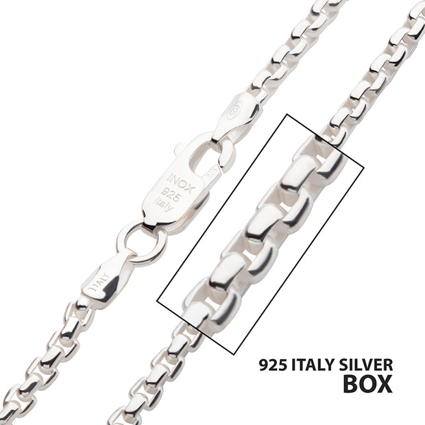 2.6mm 925 Italy Silver Polished Finish Box Chain Necklace with Flat Lobster Clasp