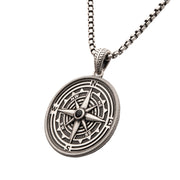 925 Sterling Silver Magellan Compass Pendant with Faceted Black Spinel