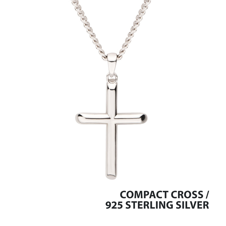 925 Sterling Silver Classica Cross Pendant with Flat Diamond Cut Chain