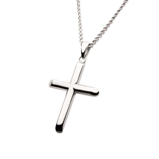 925 Sterling Silver Classica Cross Pendant with Flat Diamond Cut Chain