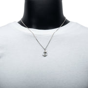 925 Silver Oxidized Anchor & Cross Duo Pendant with Chain