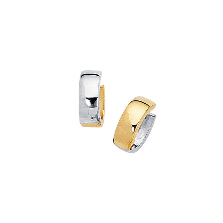 14K Gold Polished Chunky Reversible Huggie Earring