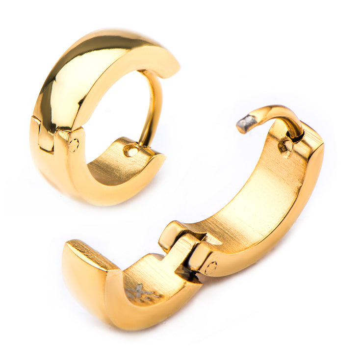 9mm/4mm Inox Jewelry Gold IP Huggies Earrings