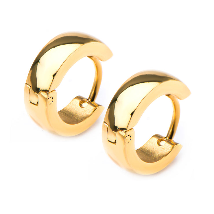 9mm/4mm Inox Jewelry Gold IP Huggies Earrings