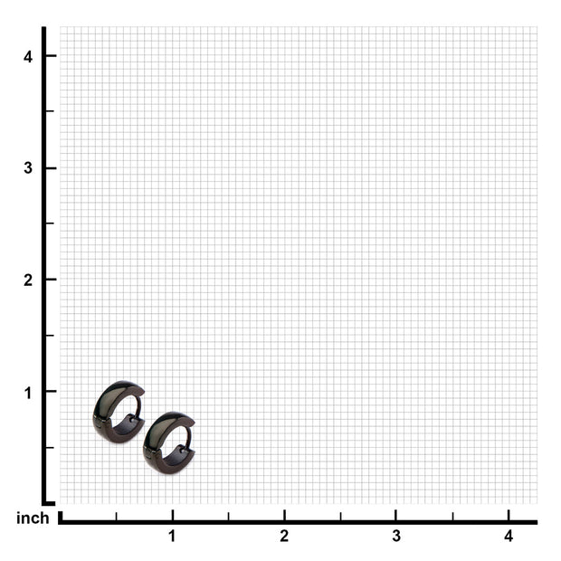 9mm/4mm Inox Jewelry Black IP Huggies Earrings