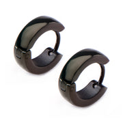 9mm/4mm Inox Jewelry Black IP Huggies Earrings