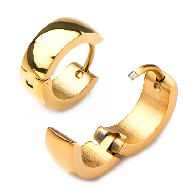 9mm/5mm Inox Jewelry Gold IP Huggies Earrings