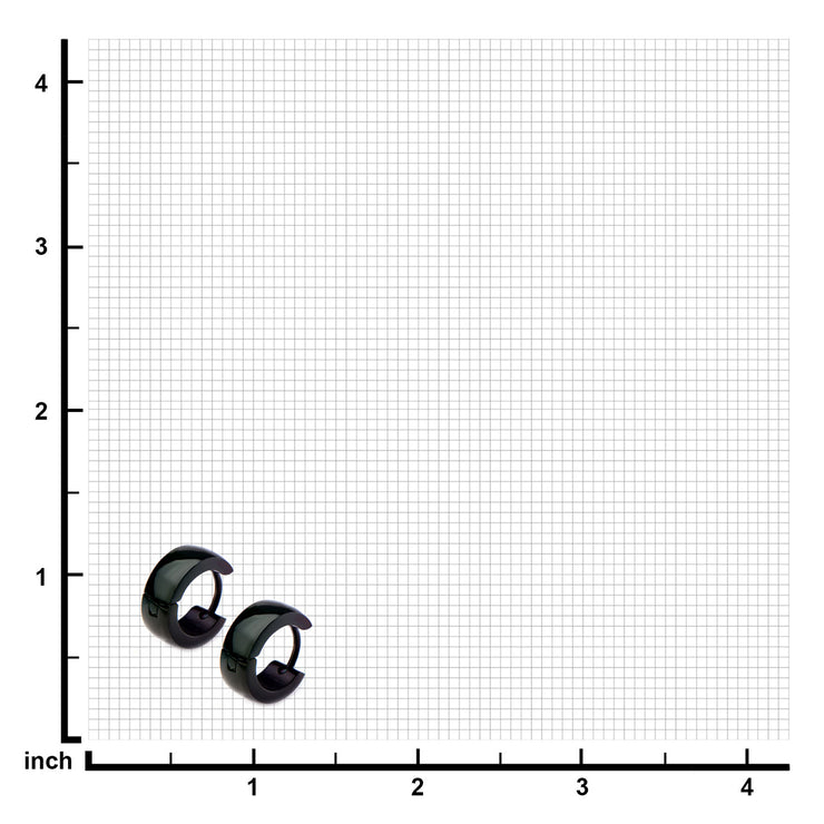 9mm/5mm Inox Jewelry Black IP Huggies Earrings