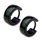 9mm/5mm Inox Jewelry Black IP Huggies Earrings