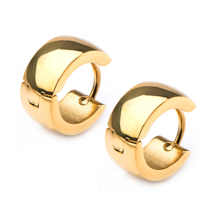 9mm/6mm Inox Jewelry Gold IP Huggies Earrings