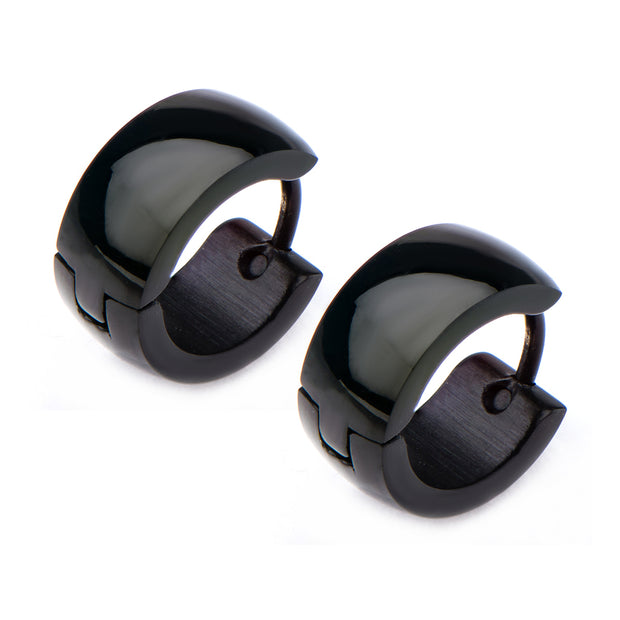 9mm/6mm Inox Jewelry Black IP Huggies Earrings