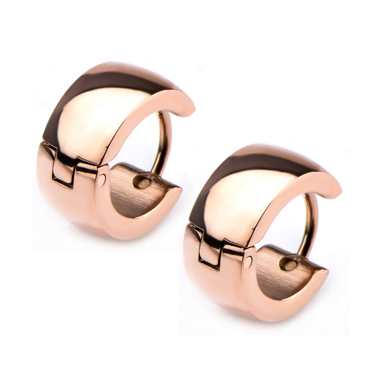 9mm/6mm Inox Jewelry Rose Gold IP Huggies Earrings