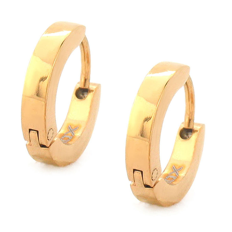 Gold IP Plain Huggies Earrings