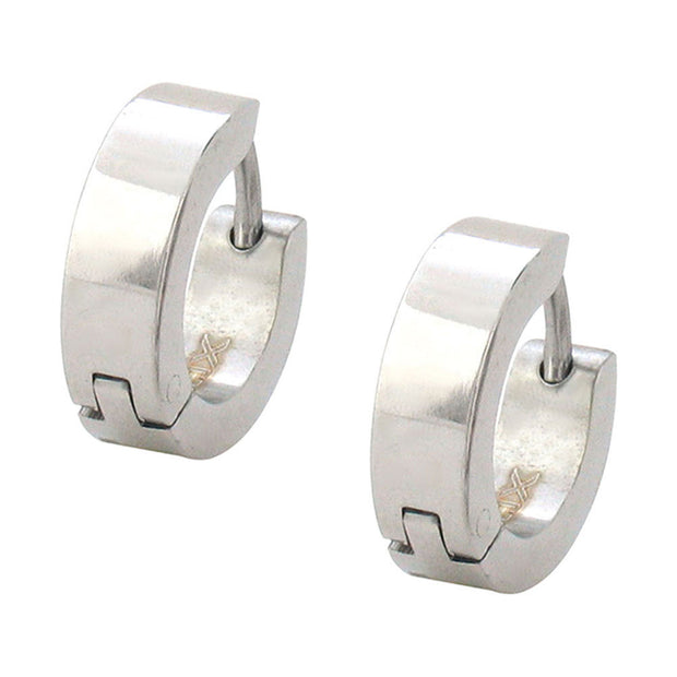 Steel Plain Huggies Earrings