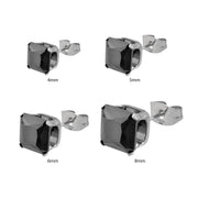 Black Square CZ Prong Set Stud Earrings