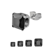 Black Square CZ Prong Set Stud Earrings