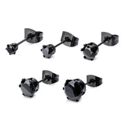 Black IP Steel with Black CZ Stud Earrings (Unisex)