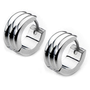 Three Bars Polished Huggies Earrings