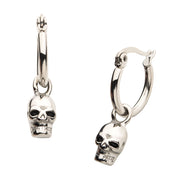 Stainless Steel Hoop with Skull Dangle Earrings