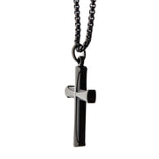 Stainless Steel Black IP Apostle Cross Pendant with Chain