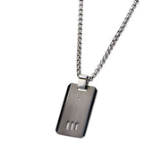 Black IP Gun Metal Finish with CZ Dog Tag Pendant with Chain