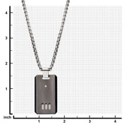 Black IP Gun Metal Finish with CZ Dog Tag Pendant with Chain