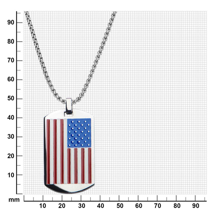 American Flag Enamel Dog Tag Pendant with Chain