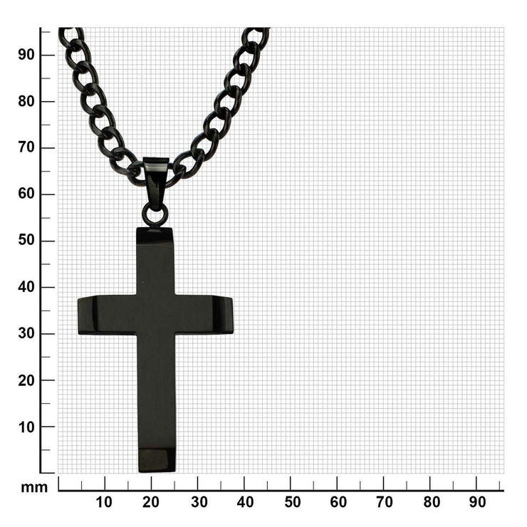 Black IP Cross Pendant