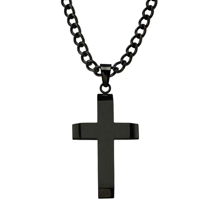 Black IP Cross Pendant