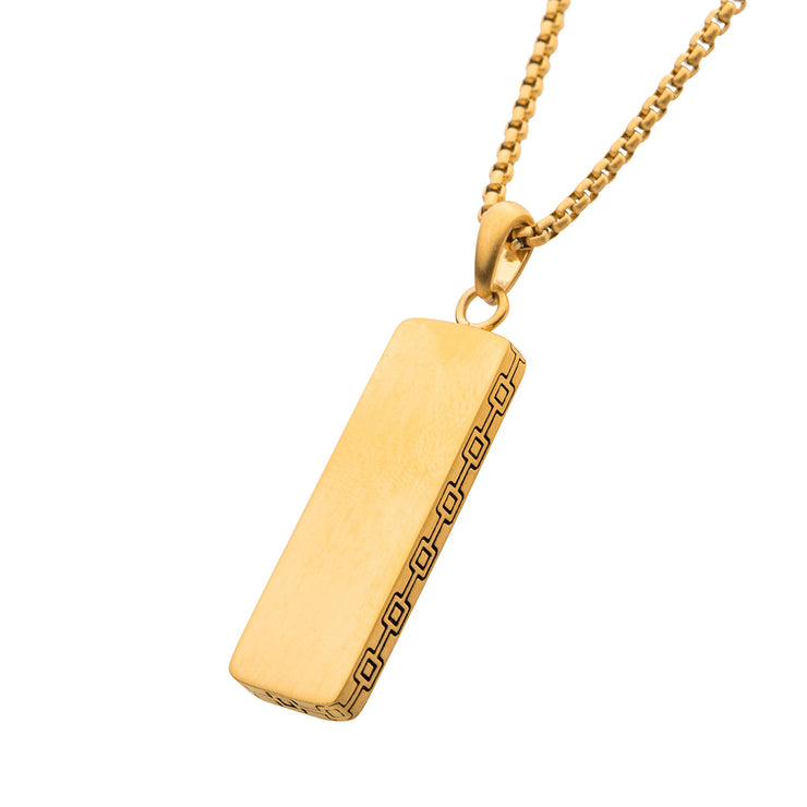 18Kt Gold IP Engravable Drop Pendant with Round Box Chain