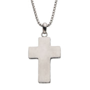 Steel Engravable Cross Pendant with Round Box Chain