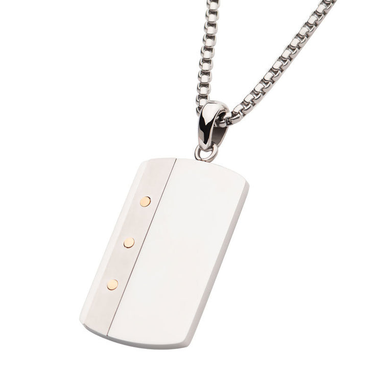 Stainless Steel Riveted Double Finish Dog Tag Pendant with Box Chain