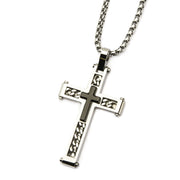 Two Tone Layered Cross Pendant with Chain