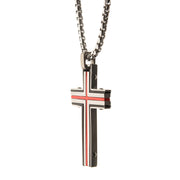 Steel & Red IP Dante Cross Pendant with Chain