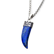 Stainless Steel with Lapis Lazuli Stone Horn Pendant