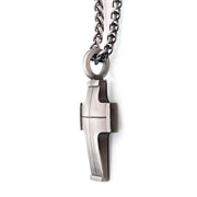 Gun Metal IP Cross Pendant with Steel Wheat Chain