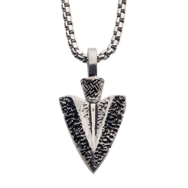 Antiqued Steel Arrowhead Pendant with Bold Box Chain