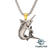 Antiqued Matte Finish Steel Marlin Pendant