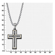 Textured Black IP Cross Pendant with Chain