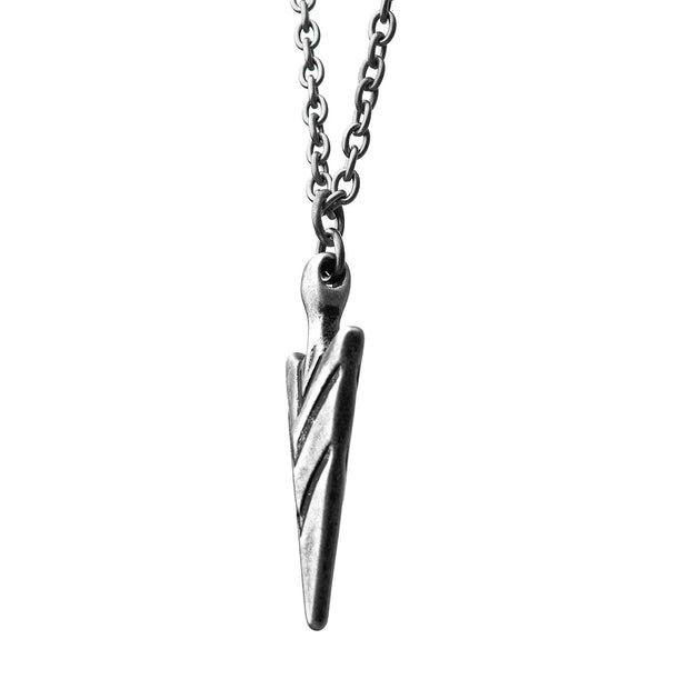 Stainless Steel & Antiqued Finish Arrowhead Pendant with Chain