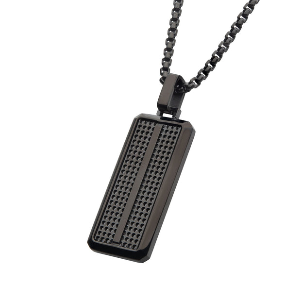 Black IP Streamline Dog Tag Pendant with Bold Box Chain