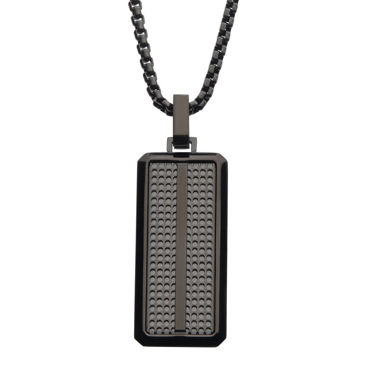 Black IP Streamline Dog Tag Pendant with Bold Box Chain