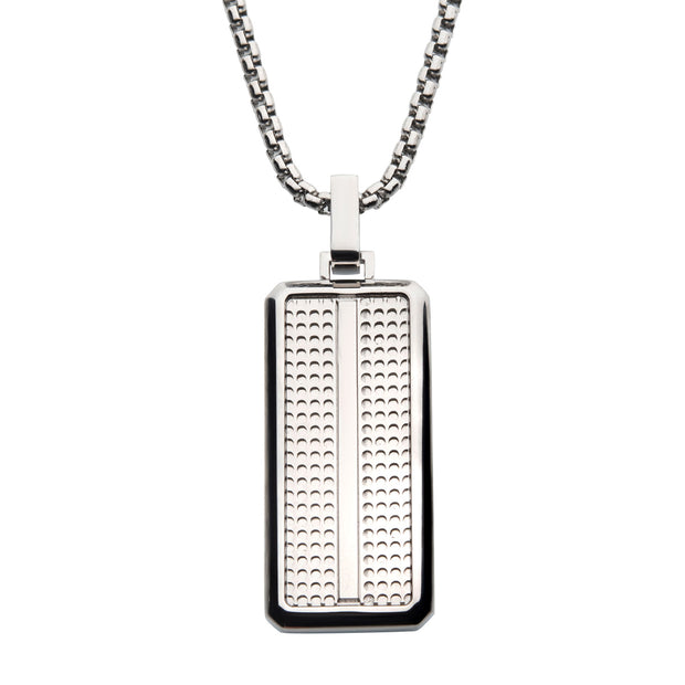 Steel Streamline Dog Tag Pendant with Bold Box Chain