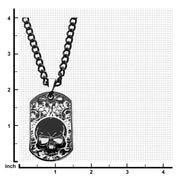 Stainless Steel Black IP with Skull Design Dog Tag Pendant with Chain