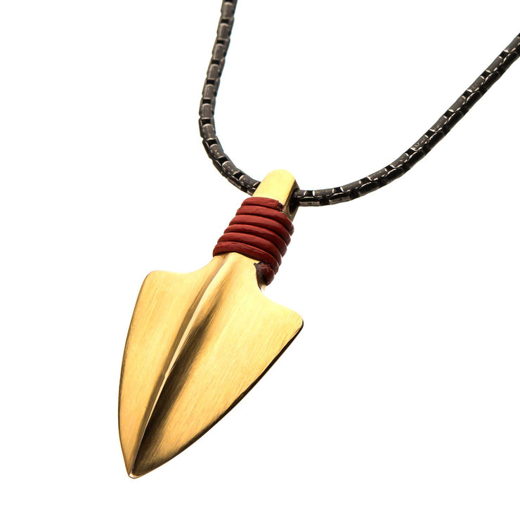 Stainless Steel Gold & Antique Arrow Head Pendant with Chain