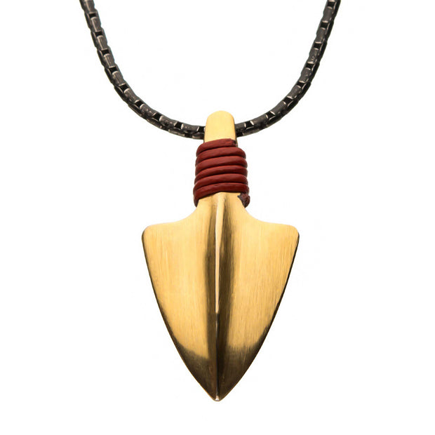 Stainless Steel Gold & Antique Arrow Head Pendant with Chain